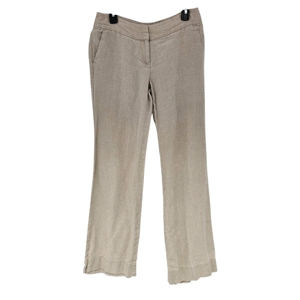 100% Linen Pants SZ‎ 4 Loft Marisa Bootcut Flat Front Beachy Coastal Preppy Work